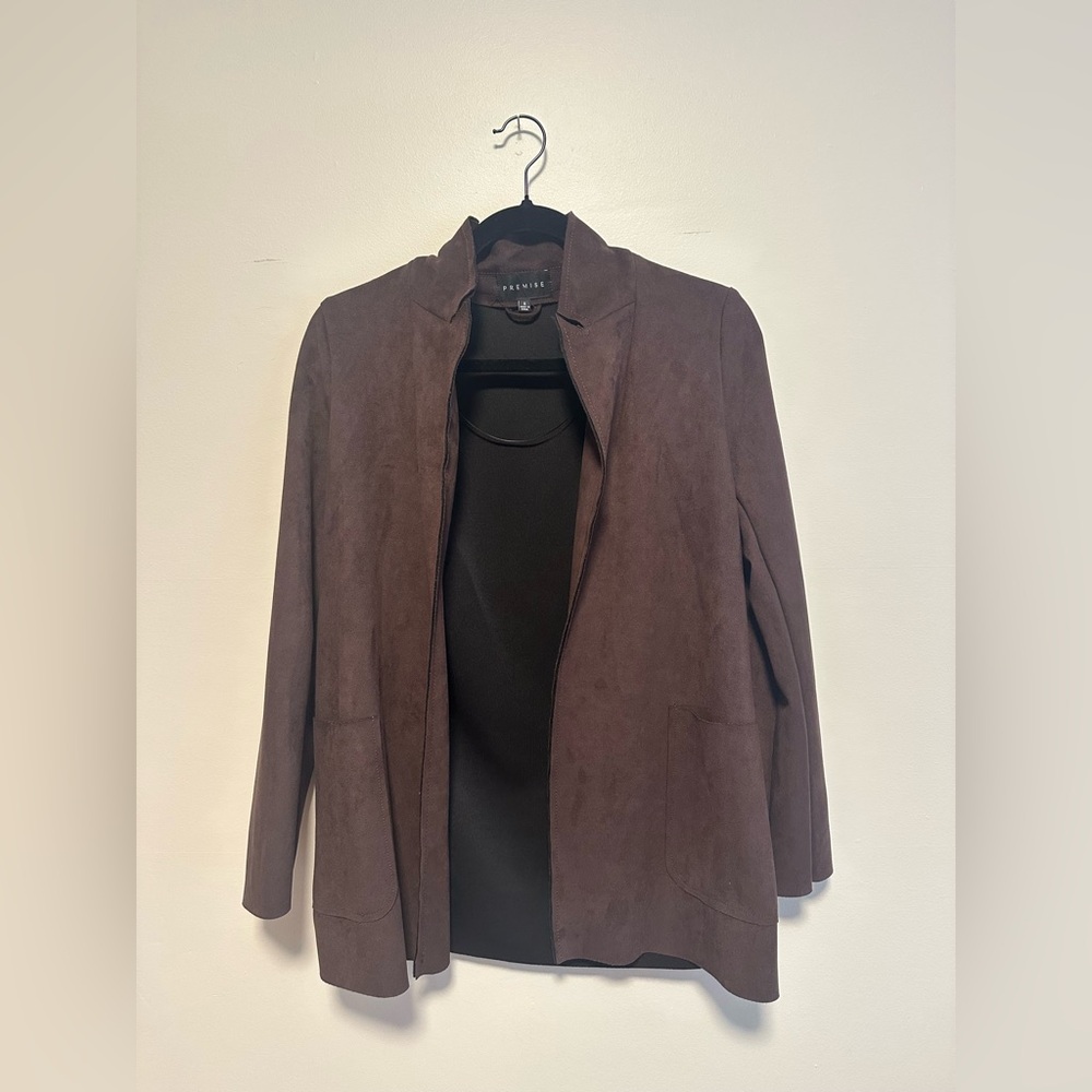Dark Brown Faux Suede Blazer